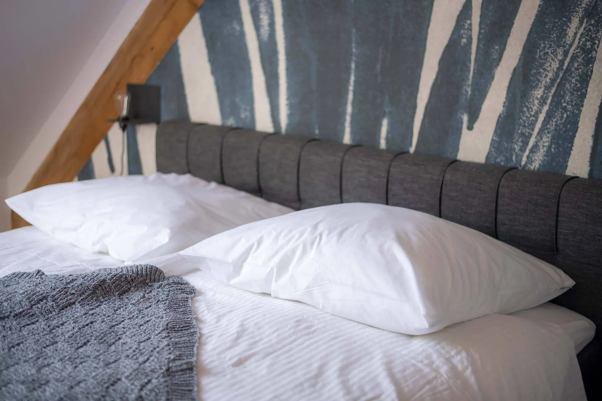 Close-up of the bed in Suite 2